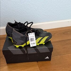 adidas Kids Soccer Cleats in Black and Neon Yellow